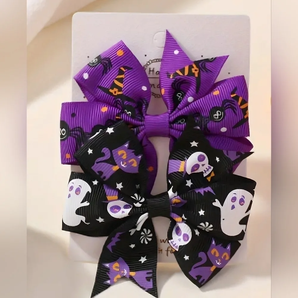New! Halloween Hair Bow Clips